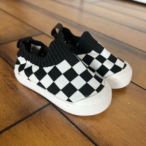 Black and White Checkered Toddler Sock shoe